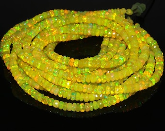 Natural Ethiopian Opal Faceted Rondelle Beads (3-6mm) – Fire Opal Gemstone Strand