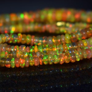 Ethiopian Opal Beaded Necklace: Fire Opal Beads (3x5 MM)