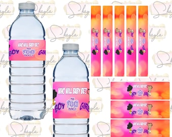 Proud Family Gender Reveal Water Bottle Labels - DIGITAL FILE ONLY