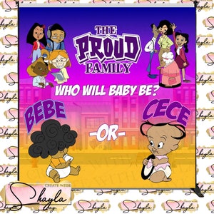 Proud Family Gender Reveal-achtergrond 2e editie, Bebe of Cece Gender Reveal-achtergrond - alleen Instant Download digitaal bestand