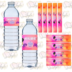 Proud Family Gender Reveal Water Bottle Labels - DIGITAL FILE ONLY