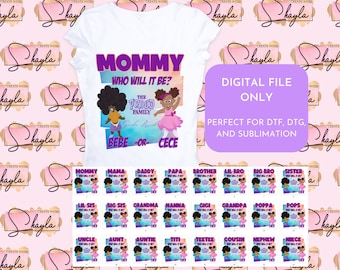 Proud Family 3 Gender Reveal Shirt Template - DIGITAL FILE ONLY