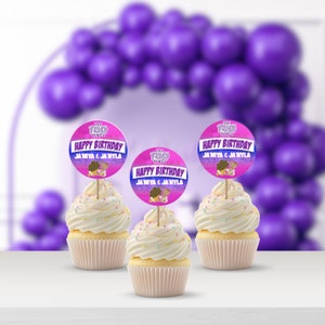 Proud Family Birthday Cupcake Toppers | Twins Birthday Party Favors | Bebe or Cece Twins| Instant Download Editable Printable Template