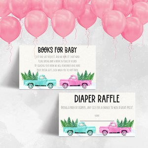 Urlaub LKW Überraschung Digitale Windel Verlosung Bücher für Baby Karte Weihnachten Pink oder Blau Baby Geschlecht offenbaren bearbeitbar Sofortiger Download 0125