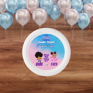 Proud Family Bebe Cece Gender Reveal Plate Proud Family Gender Reveal Decorations Proud Family Decor Instant Download Editable Template