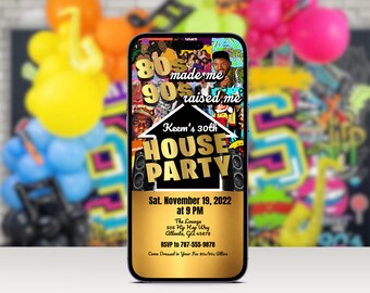 Throwback 80s 90s Digital Invitations 80s Made Me 90s Raised Me Hip Hop Party 80s 90s Party Invitation Editable Instant Download Invite
