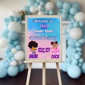 Proud Family Bebe Cece Gender Reveal Welcome Sign Proud Family Gender Reveal Decorations Welcome Poster Instant Download Editable Template