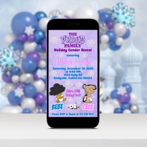 Proud Family Christmas Digital Invitation | Gender Reveal Digital Invite | Baby Shower Invite | Bebe or Cece| Editable Instant Download