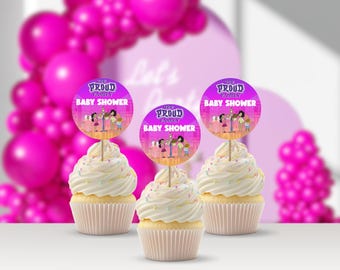 Etiquetas para cupcakes para baby shower de la familia orgullosa / Bebe Cece Penny Proud / Decoraciones de la familia orgullosa / Plantilla editable de descarga instantánea 101