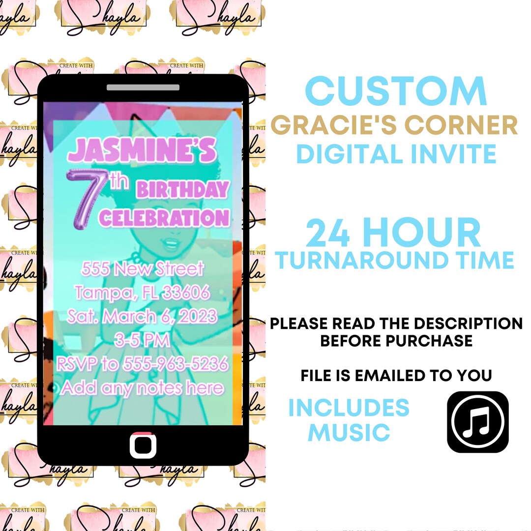 Gracie's Corner Digital Invitation, Gracie's Corner Custom Invitation