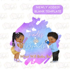 Fades or Braids Gender Reveal Shirt Template - DIGITAL FILE ONLY - Etsy