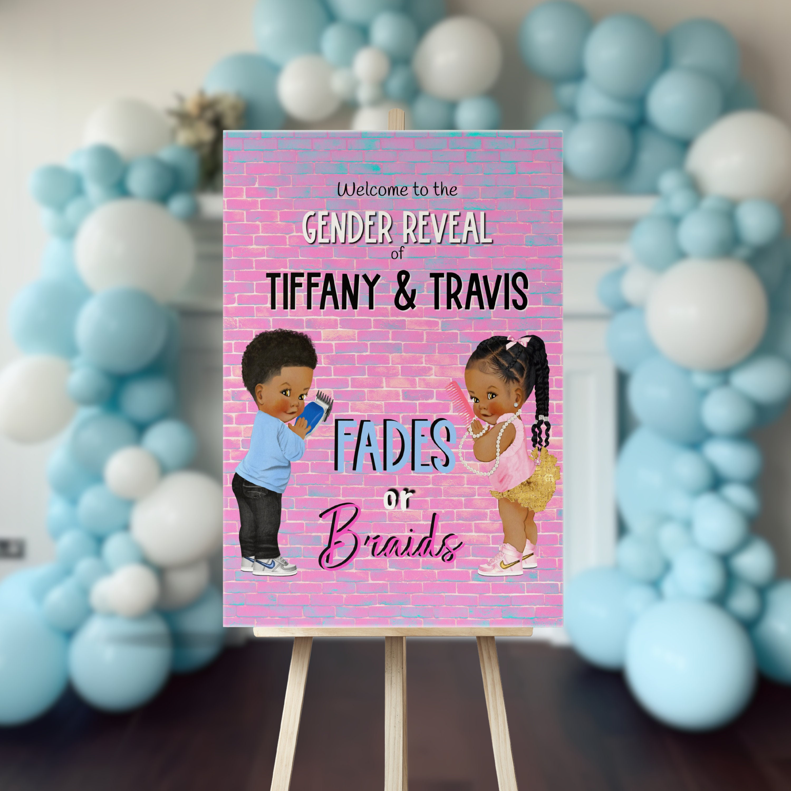 Fades or Braids Welcome Sign Gender Reveal Decorations Gender Reveal ...