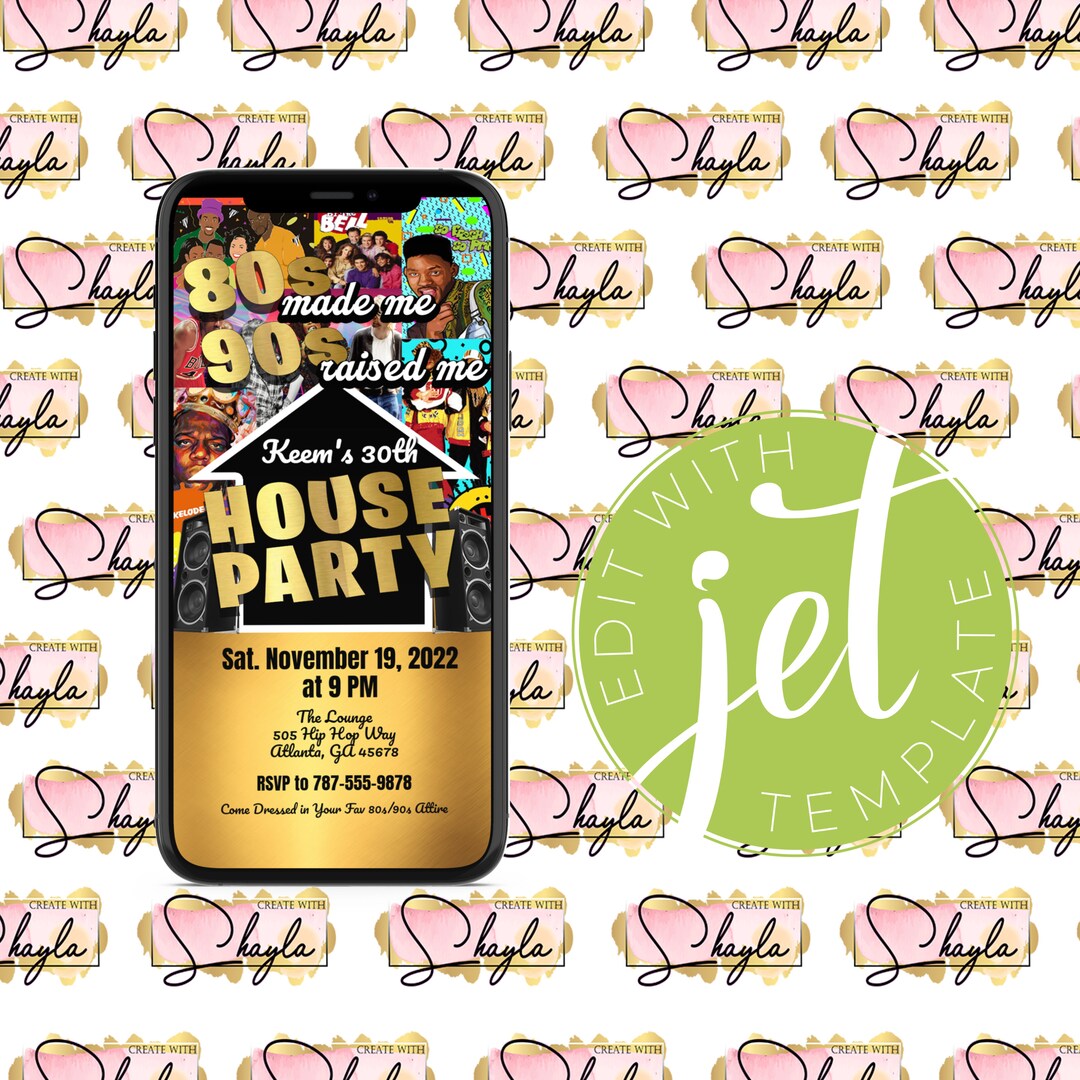 Throwback 80s 90s Digital Invite - Etsy