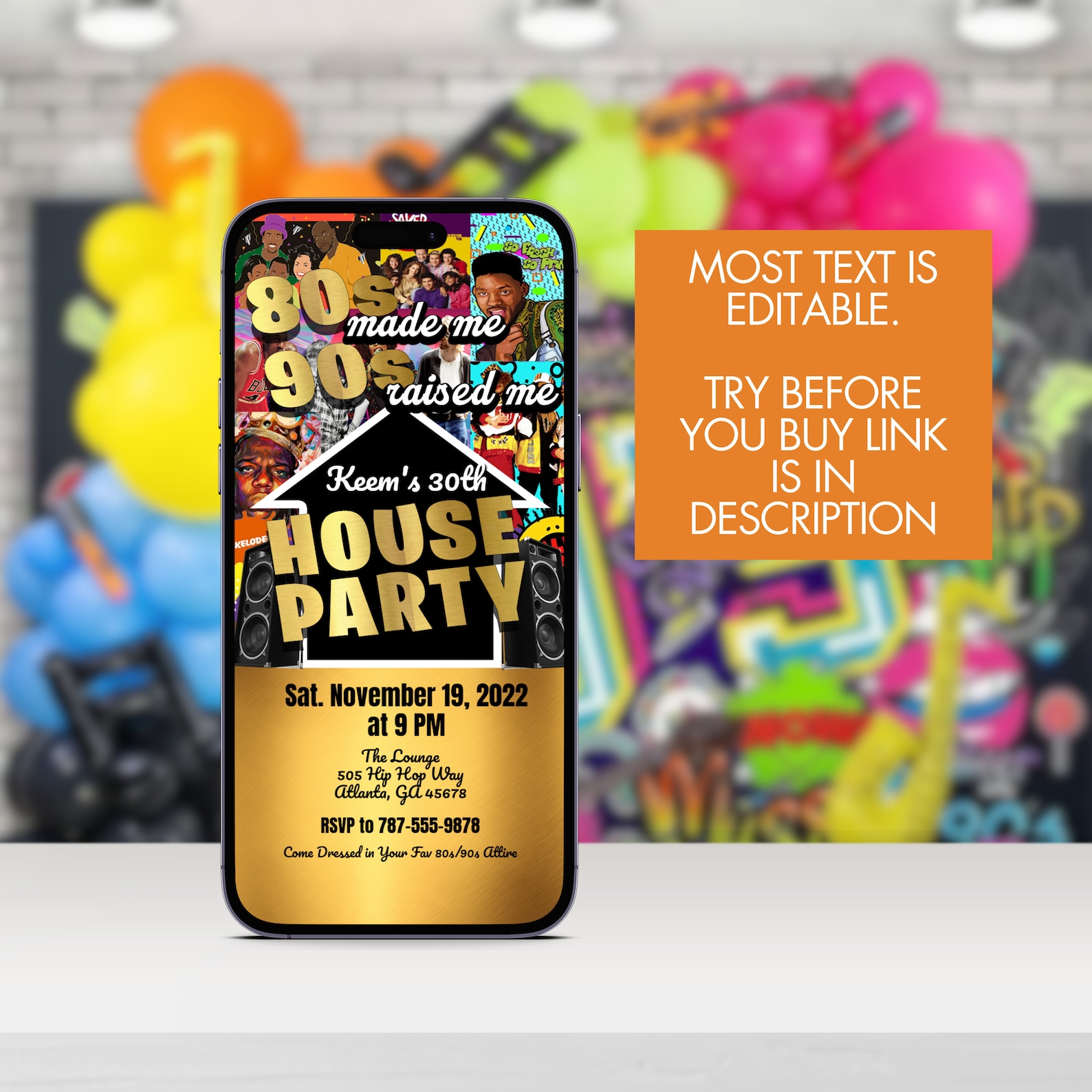 Throwback 80s 90s Digital Invitations 80s Made Me 90s Raised Me Hip Hop ...