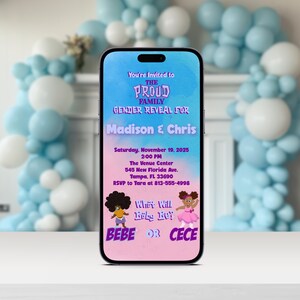 Proud Family Bebe Cece Gender Reveal Invitation Proud Family Gender Reveal Decorations Proud Family Digital Invite Instant Download Editable