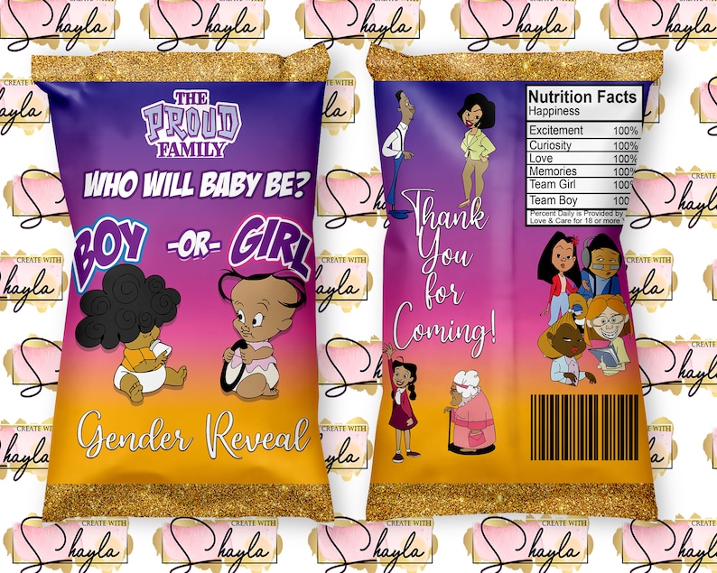 Proud Family Gender Reveal Chip Bag Wrapper DIGITAL FILE Etsy