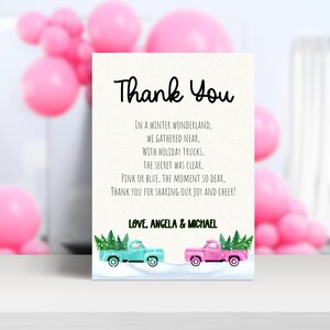 Urlaub LKW Überraschung Digitale Dankeschön Karte Weihnachten Urlaub Pink oder Blau Baby Geschlecht offenbaren Papierkarte bearbeitbar Sofortiger Download 0125