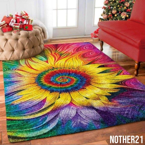 Colorida alfombra de girasol para salón dormitorio / Hermosa | Etsy