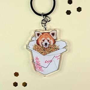 Red Panda Take Out Acrylic Keychain | Animal | Food Keyring