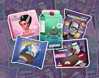 Pacchetto adesivi Monster Snacks / Adesivo horror / Adesivo alimentare