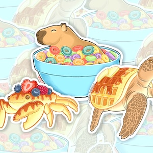 Stickerpakket ontbijt | Dierensticker | Eten | Schattig | Lieve stickers
