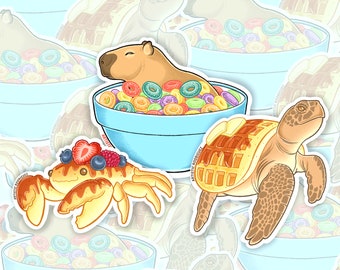 Animal Breakfast Food Sticker Pack | Waterproof Matte Stickers