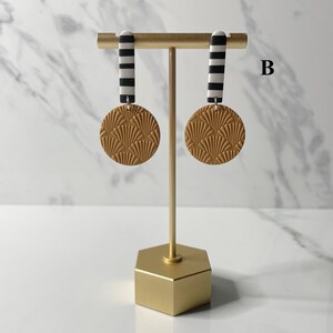 Handmade Polymer Clay Earrings | Mustard & Stripes Anna | Statement Earrings
