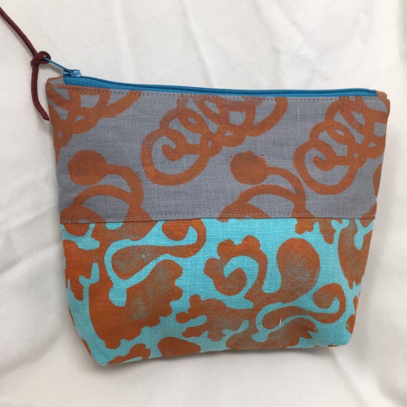 Handmade Zipper Pouch Originally Designed and Block Printed Etsy