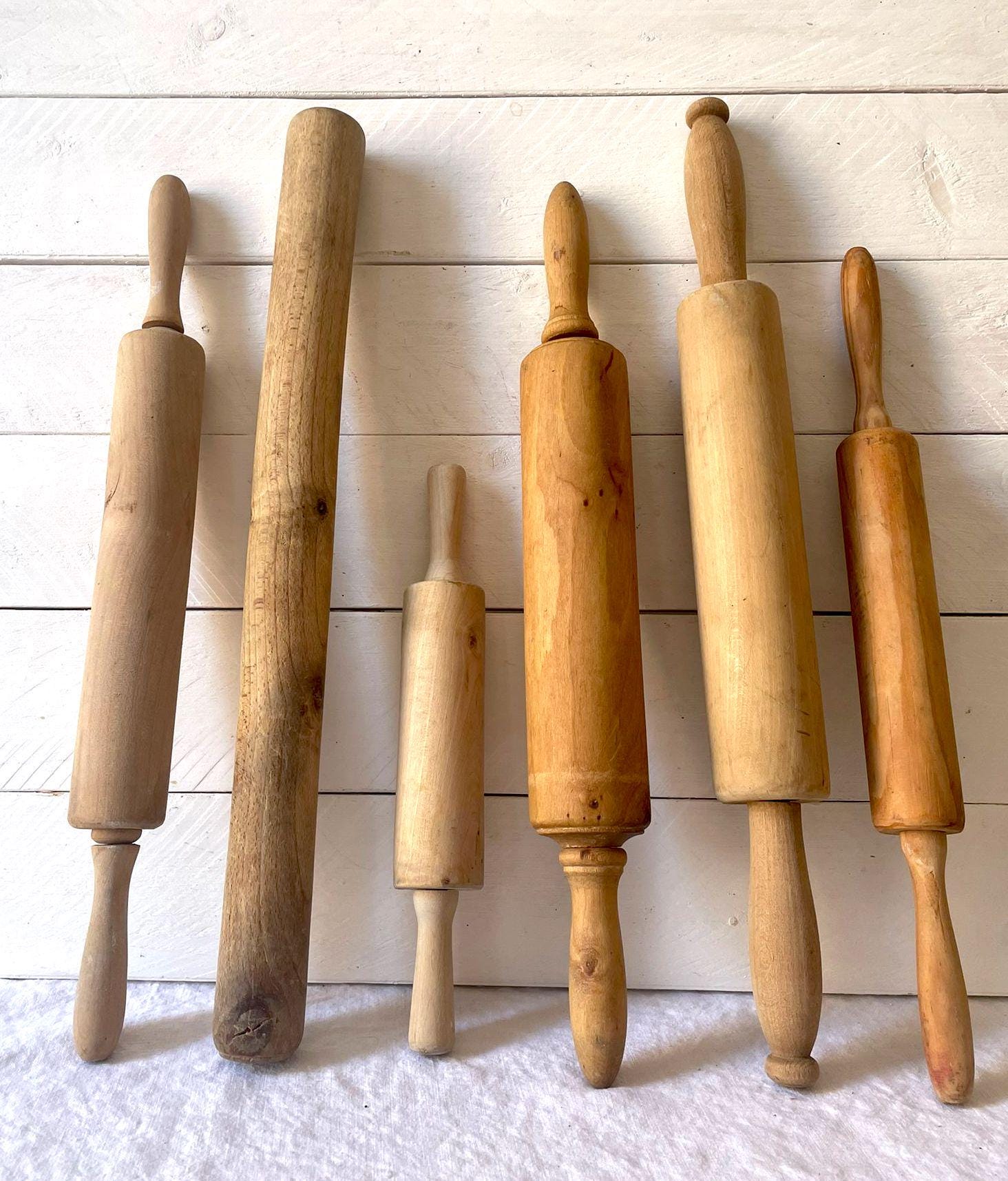 French Vintage Wooden Rolling Pins | Rustic Farmhouse Kitchen Decor | Antique French Baking Tools | Collectible Rolling Pin Set