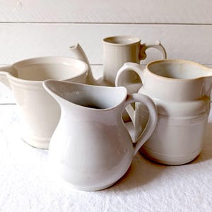 French Vintage White Ironstone Jugs – Assorted Styles