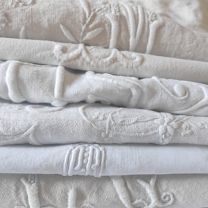 Antique French Monogrammed Linen & Cotton Bedsheets – Hand-Embroidered Letters – Assorted Monograms – Heirloom Bedding