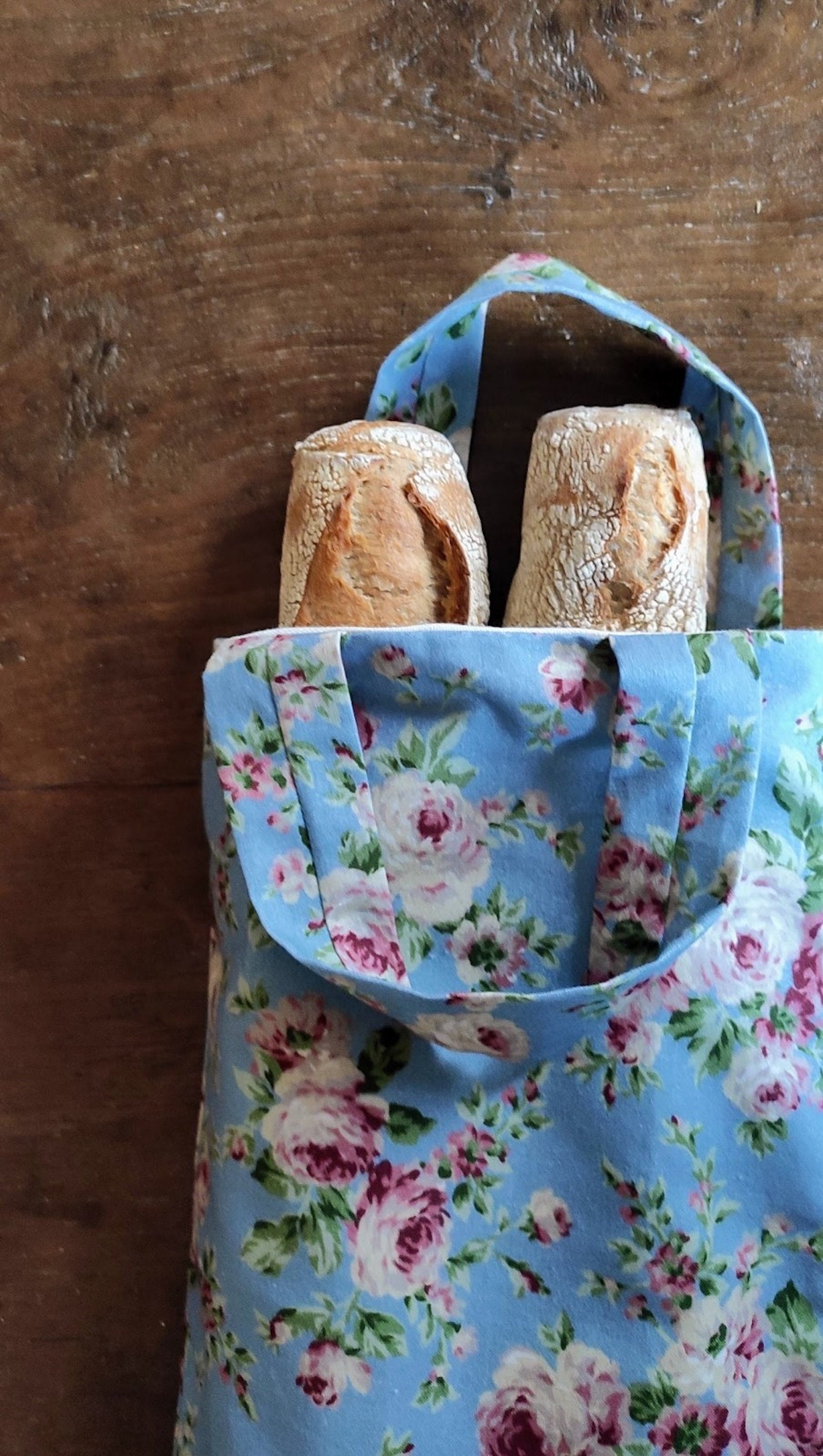 Sac à Pain en Coton Réutilisable Rose Vintage