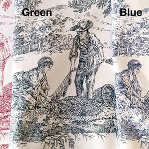 French toile de jouy fabric-covered notebook, monogrammed, red, blue, green, A5, journal, hardcover, stationery image 9