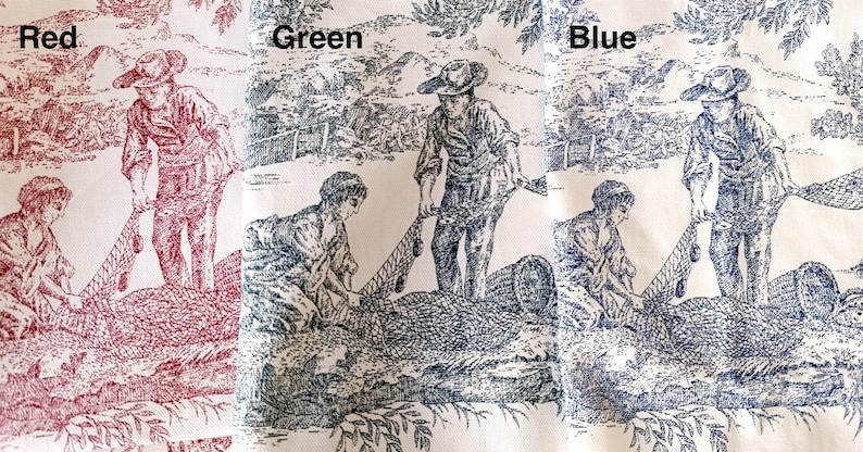 French toile de jouy fabric-covered notebook, monogrammed, red, blue, green, A5, journal, hardcover, stationery image 9