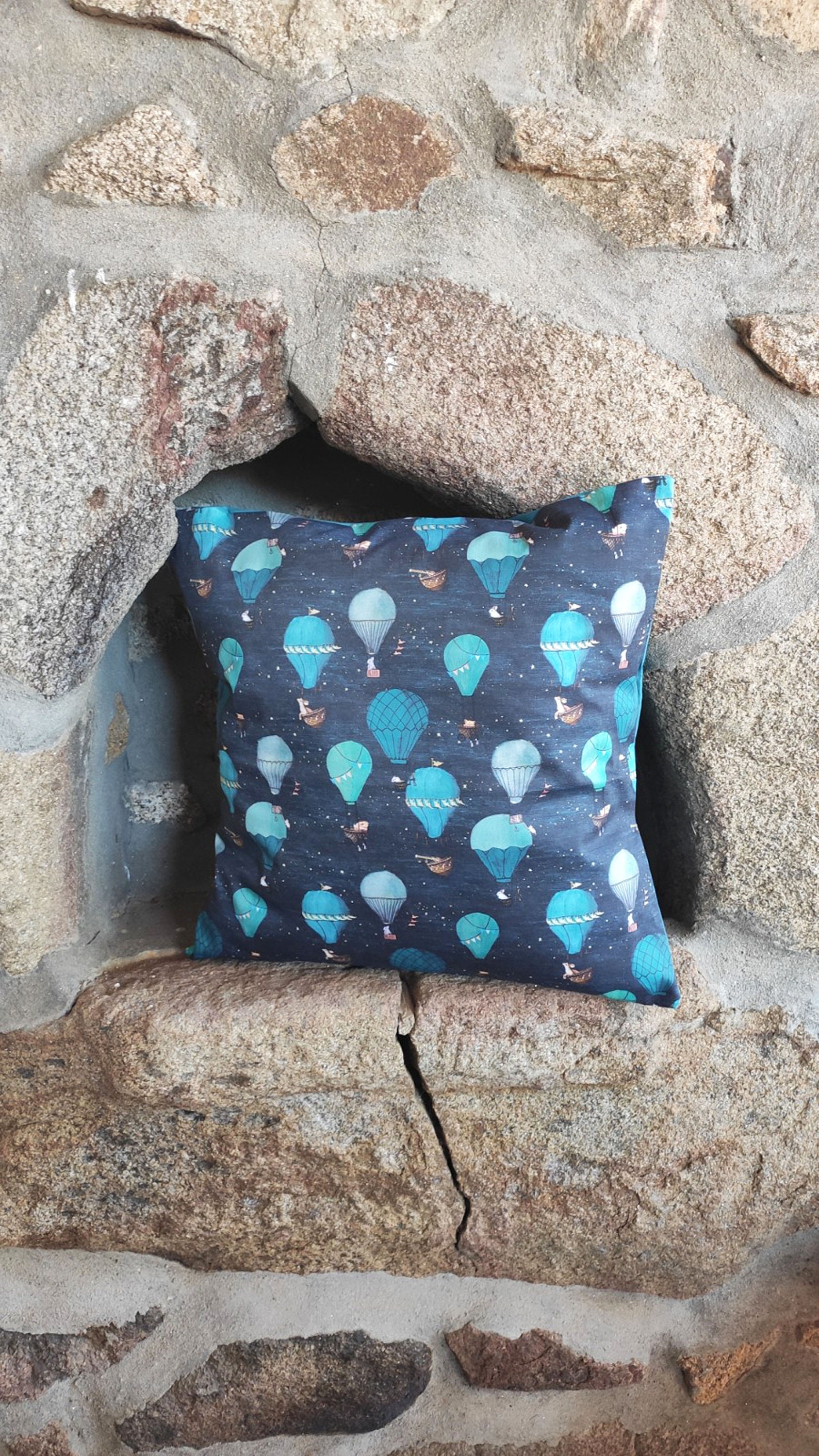 Housses de Coussin d'impression Montgolfière, Décoration Intérieure, Faite à La Main