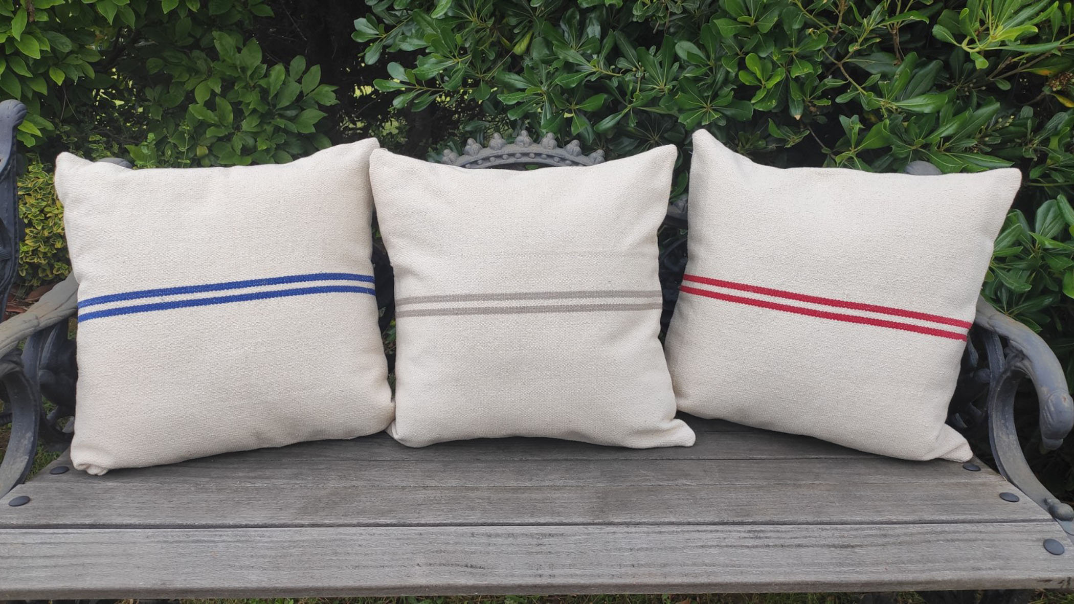 Grain Sack Cushion Covers Red White Beige Farmhouse Decor Etsy UK