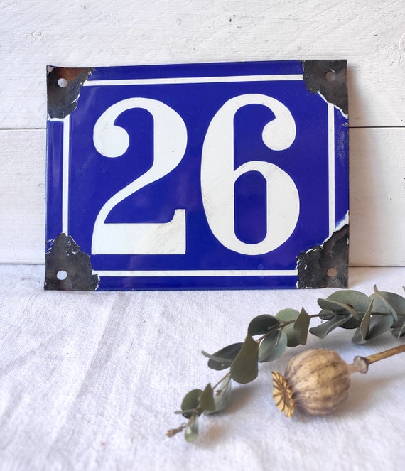 French Vintage Enamel Door Number Plate, 26 - Etsy