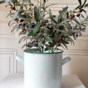 Large vintage mint green enamelware pot with lid