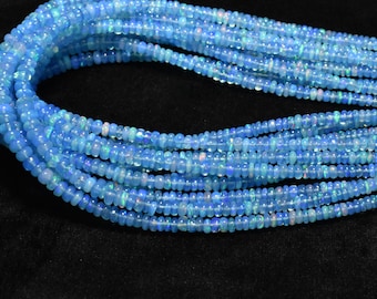 Lavender Ethiopian Opal Smooth Rondelle Gemstone Beads 3mm - 4.50mm, Ethiopian Opal Plain Beads 16 Inch Strand, Lavender Opal Beads Strand