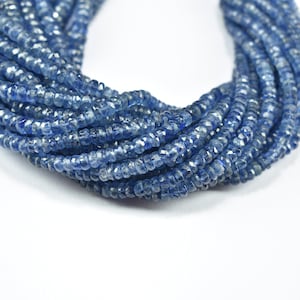 17 Inch 1 Strand Kyanite Faceted Rondelle Gemstone Beads, Natural Kyanite Faceted Beads 3mm - 5mm, Blue Kyanite Handmade Beads, Kyanite