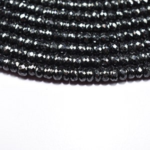 Natural Black Spinel Rondelle Faceted Gemstone Beads 13 Inch Strand 6MM, Black Spinel Faceted Beads