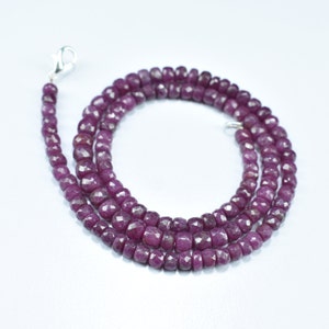 Ruby Faceted Gemstone Rondelle Beads Necklace, 4.50mm - 5.50mm Natural Ruby Faceted Beaded Necklace, 17 Inch Necklace