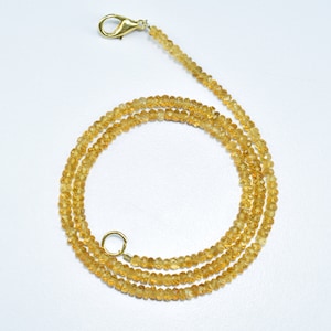 Collar de cuentas de piedras preciosas facetadas de citrino de calidad AAA natural de 3 mm, collar de cuentas de citrino.
