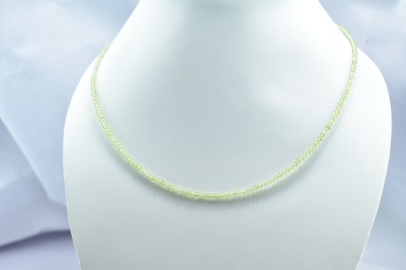 Collana In Peridoto Naturale 18 Pollici - Perline Rondelle Sfaccettate, Argento Tibetano