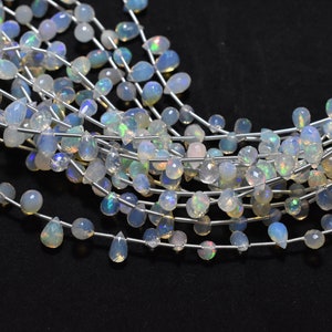 16 Inch Strand Top Quality Natural Ethiopian Opal Teardrop Gemstone Faceted Briolette Beads 4X6mm - 5.50X8mm, Welo Opal Teardrop Beads