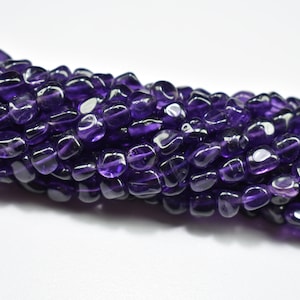 10 Inch 1 Strand Natural African Amethyst Smooth Nugget Gemstone Beads 3.75X5mm - 4.75X6.75mm Amethyst Plain Nugget Beads