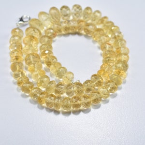 Natural Citrine Rondelle Faceted Gemstone 17 Inch Beads Necklace, Citrine Beaded Necklace 9mm - 12mm