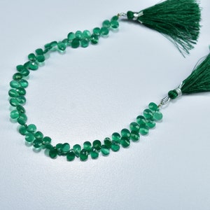 Top Quality Natural Green Onyx Pear Gemstone Faceted Briolette Beads 4X6mm - 4.50X6.50mm, Green Onyx Pear Faceted Beads 8 Inch Strand