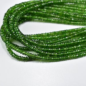 3mm - 4.25mm Chrome Diopside Rondelle Faceted Gemstone Beads 16 Inch 1 Strand, AAA Quality Natural Chrome Diopside Faceted Beads