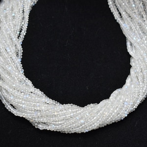 AAA Quality Natural White Rainbow Moonstone Rondelle Faceted Gemstone Beads 13 Inch Strand 2.50MM - 2.75MM, White Rainbow Moonstone beads